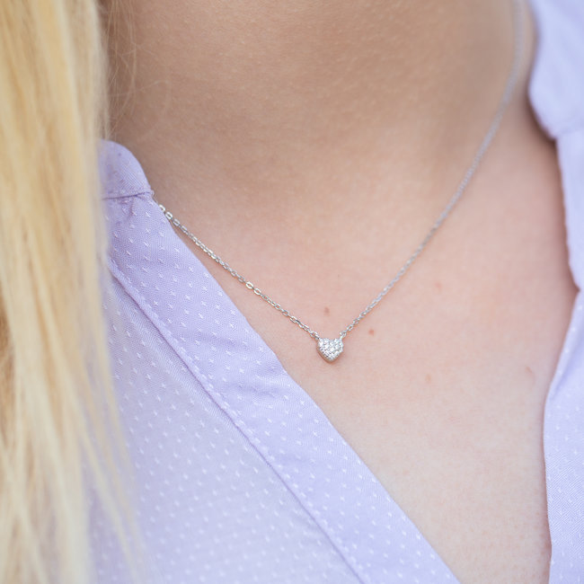 Echt zilver ketting met zirconia hart
