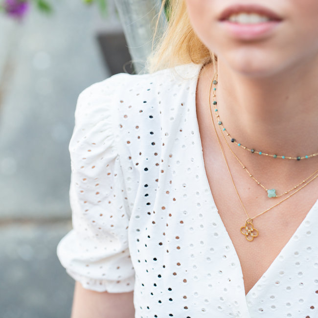 Ketting met klavers of steentjes