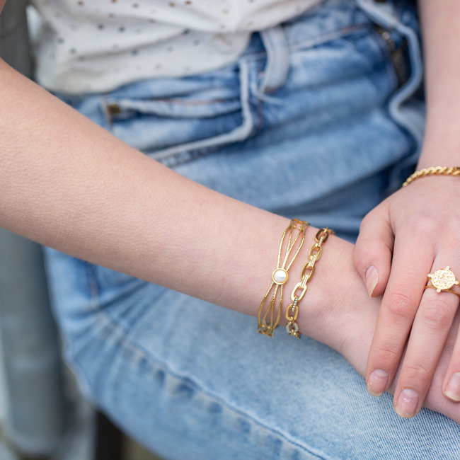Goud  Schakelarmband met strass