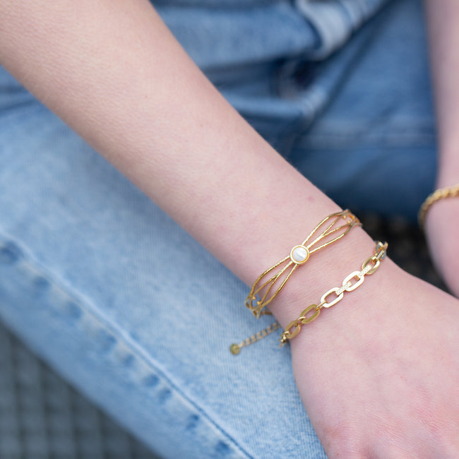 Goud  Schakelarmband met strass