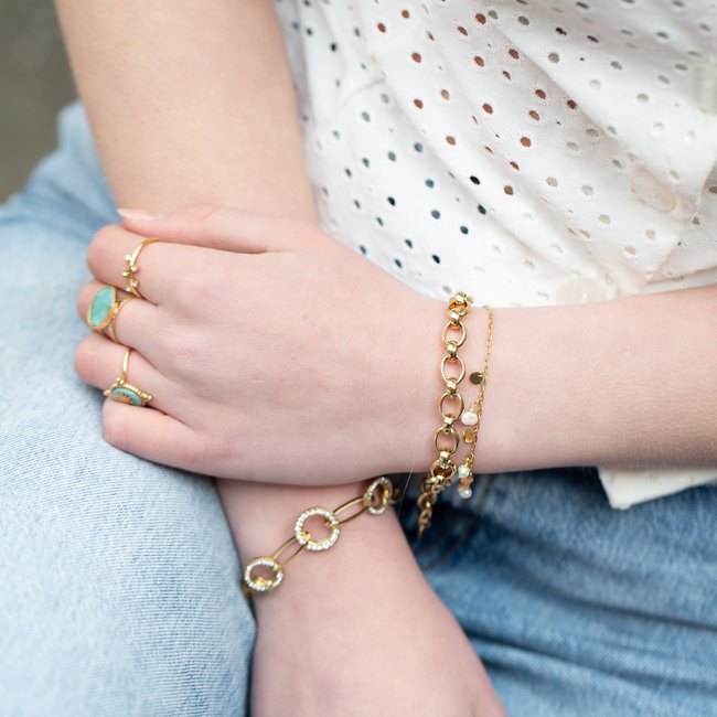 Ikita  Goud  Schakelarmband met strass