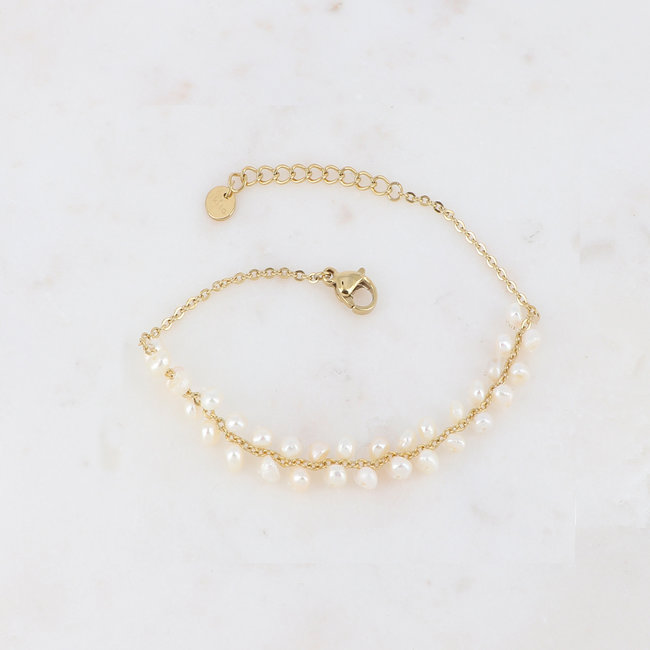 Ikita  Goud armbanden parel of zon