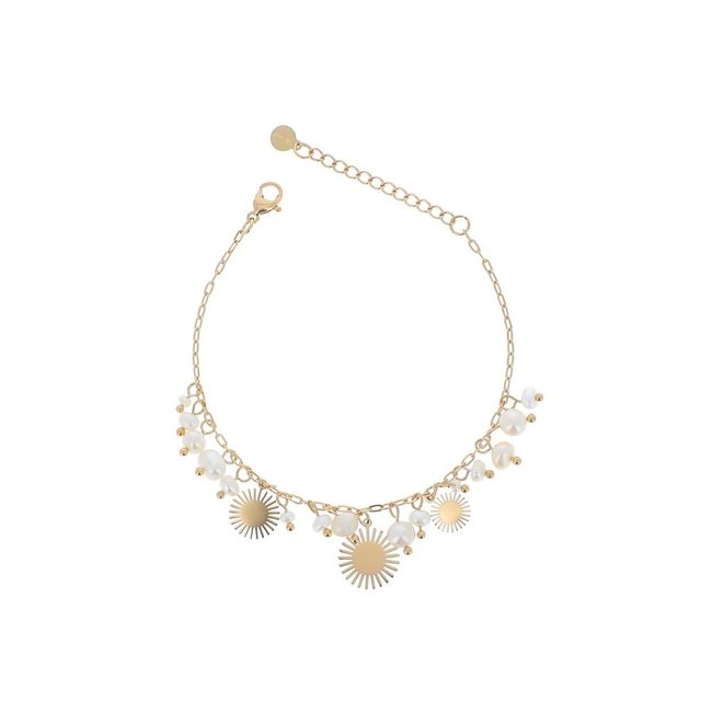 Ikita  Goud armbanden parel of zon