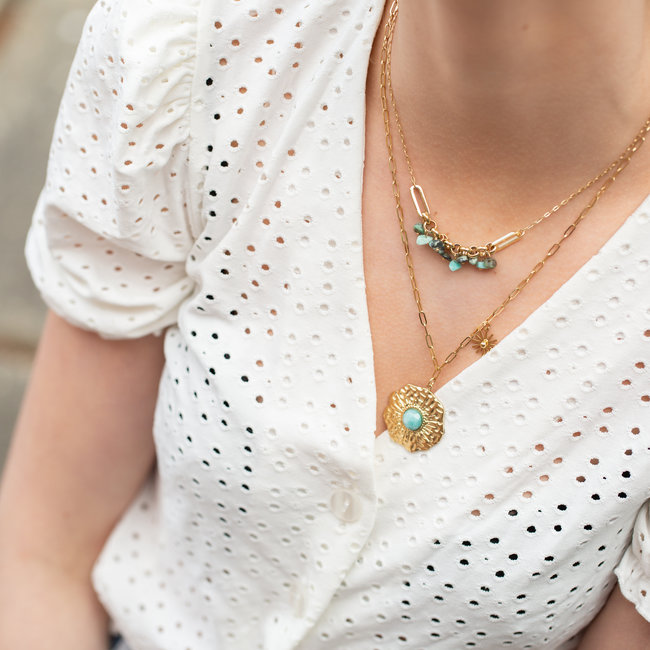 Goud ketting met chips of munt
