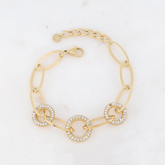 Ikita  Goud  Schakelarmband met strass