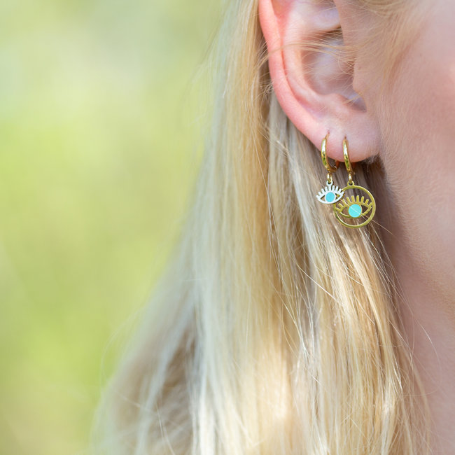 Stainless steel goud oorbellen oog