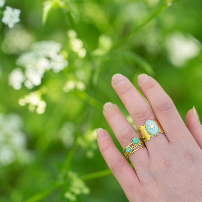 Ikita  Ring met amazoniet steentjes