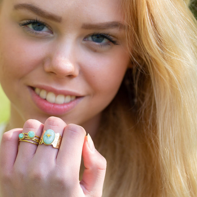 Ikita  Ring met amazoniet steentjes