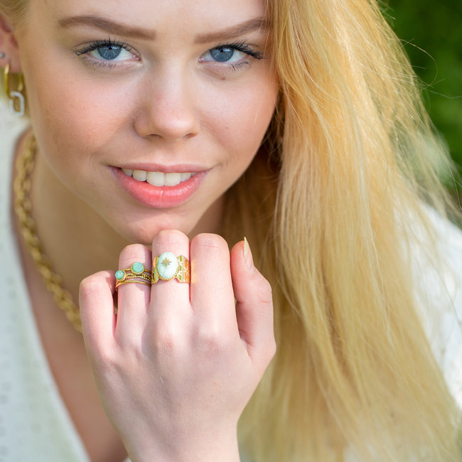 Ikita  Ring met amazoniet steentjes