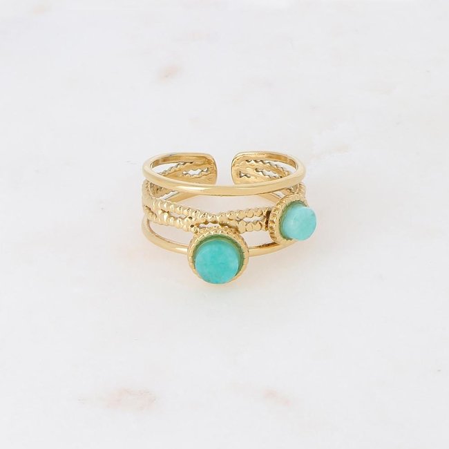 Ikita  Brede ring met amazoniet steen