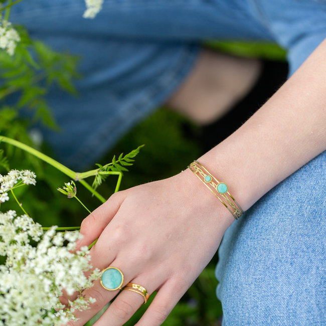 Bangle goud met amazoniet stenen
