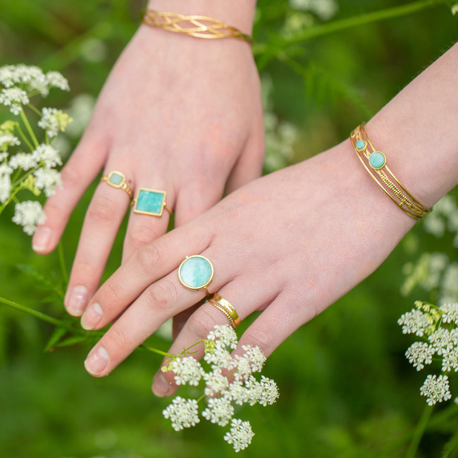 Bangle goud met amazoniet stenen