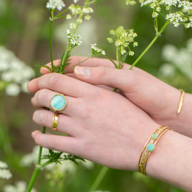 Bangle goud met amazoniet stenen