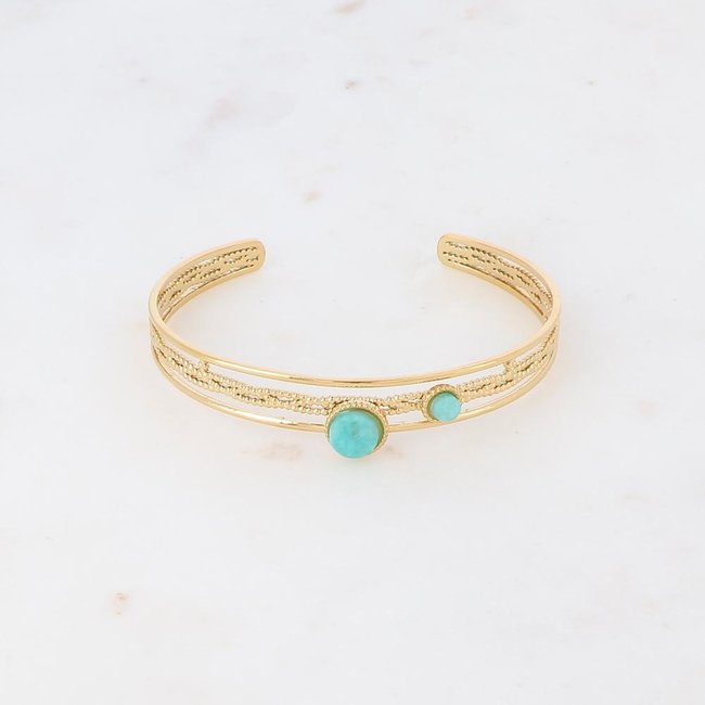 Bangle goud met amazoniet stenen
