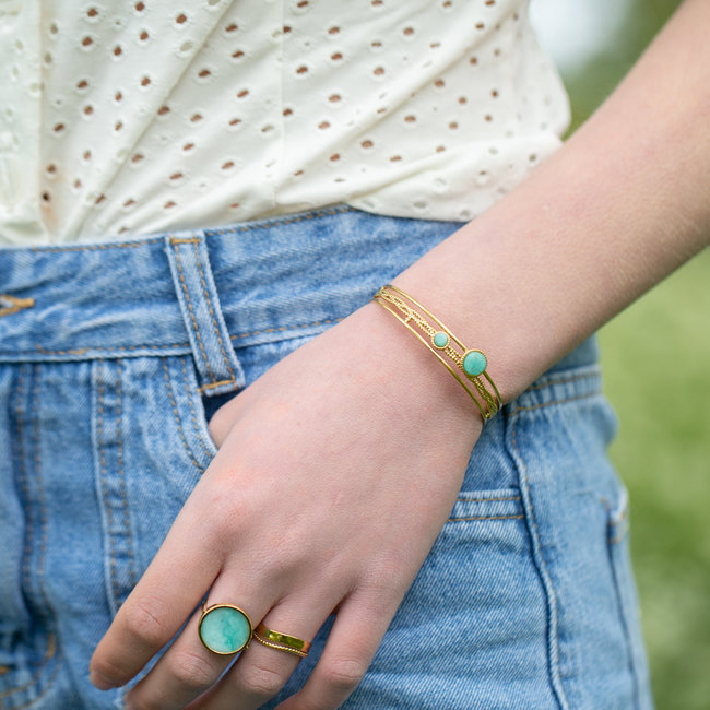 Bangle goud met amazoniet stenen