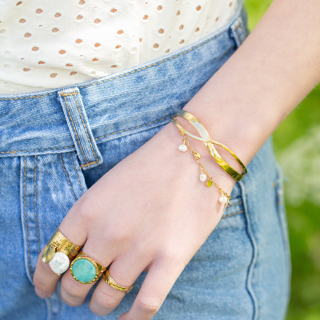 Ikita  Goud  parel muntje  armband