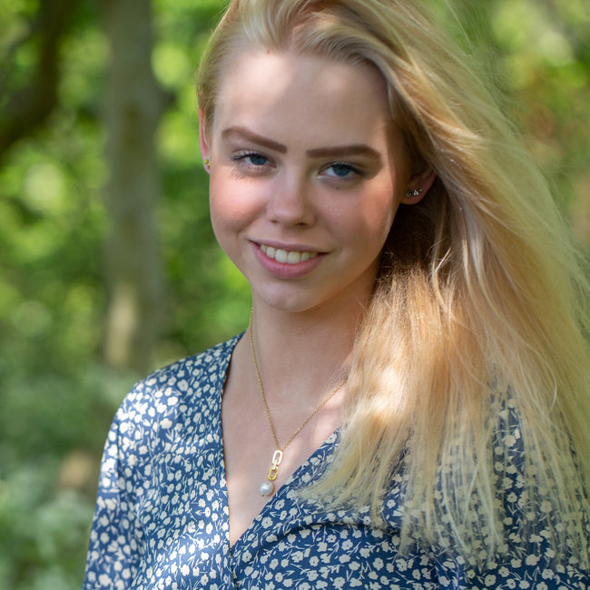 Ikita  Goud ketting met schakels en parel