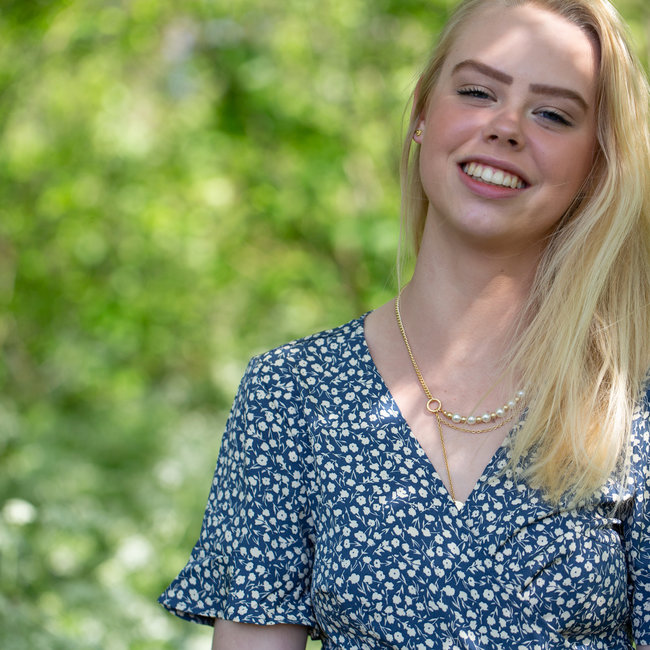 Biba Ketting met parels en schakels goud