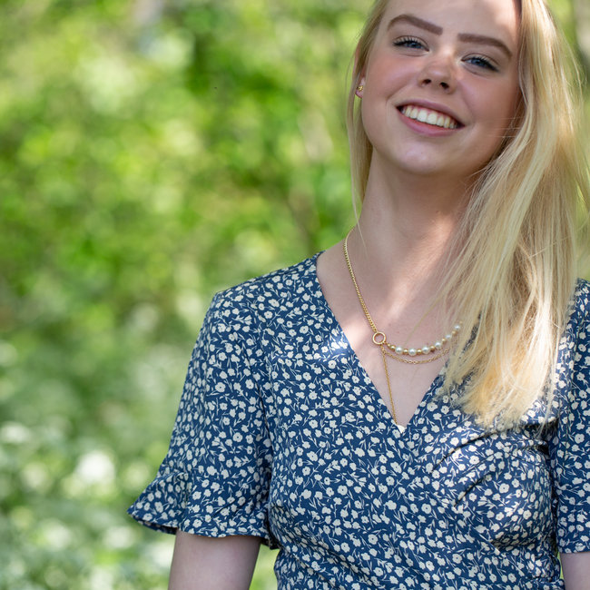 Biba Ketting met parels en schakels goud