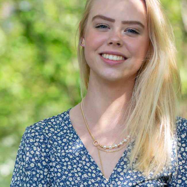 Biba Ketting met parels en schakels goud