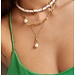 Ikita  Goud ketting met schakels en parel