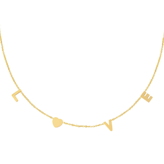 Beadle Goud ketting met hart en tekst love