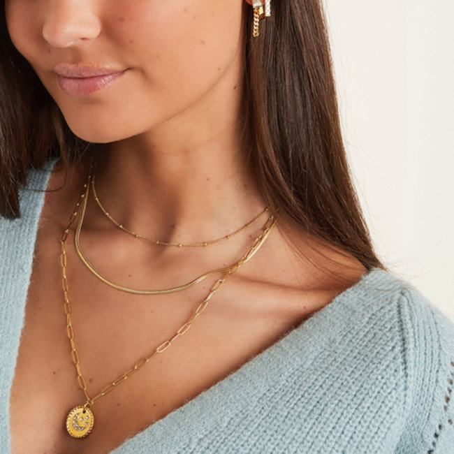 Beadle Goud laagjesketting met munt en maan