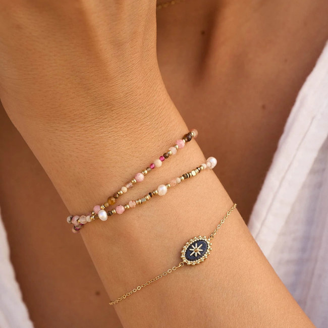 Roze dubbele of ovaal armband