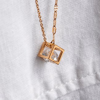 IXXXI Charm hollow cube goud, zilver of rosé