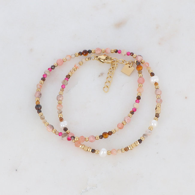 Roze dubbele of ovaal armband