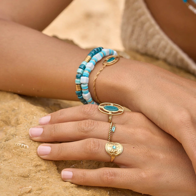 Blauwe ring of armband
