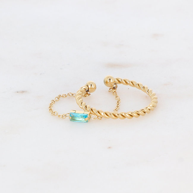 Blauwe ring of armband