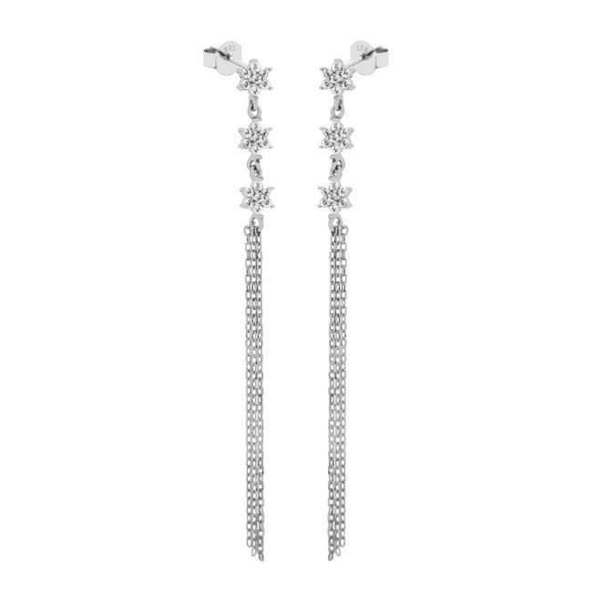 KARMA Symbol XL Triple Flower Long Chain Silver