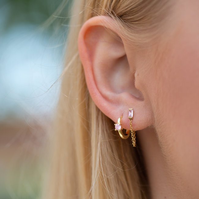 Roze met goud cute oorbellen