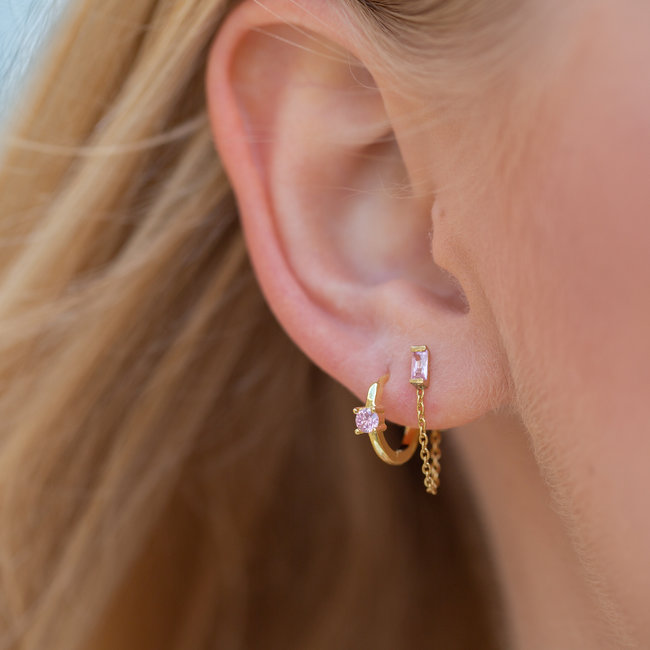 Roze met goud cute oorbellen