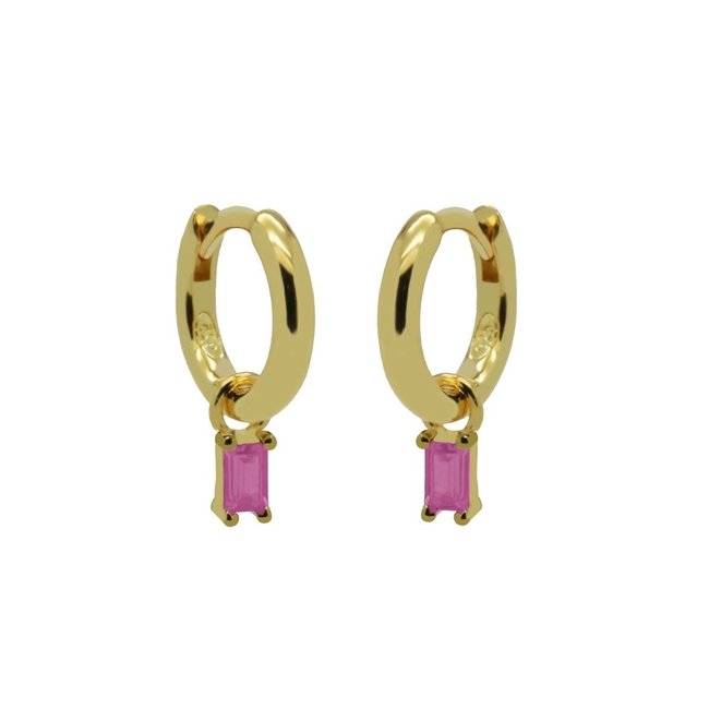 KARMA Baquette of rozezirconia steentjes oorbel