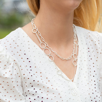 Biba Minimal dubbele zilver ketting ringen