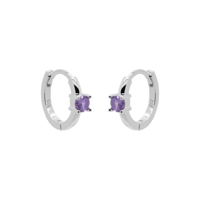 Lila paarse oorbel ovaal met zirconia steentjes