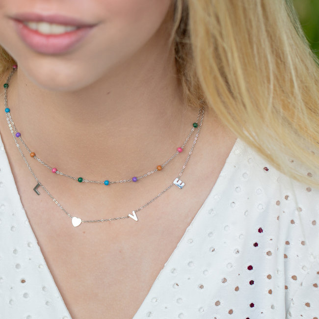 Beadle Ketting love zilver