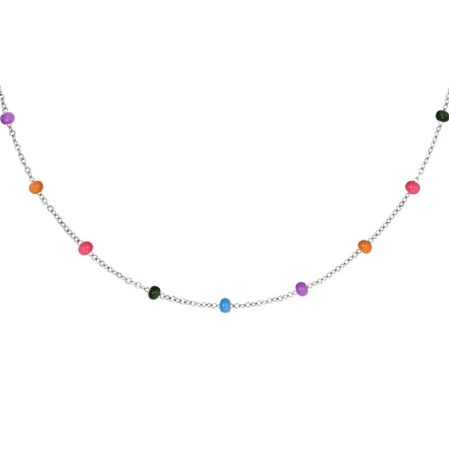 Beadle Ketting met kleurtjes of love zilver