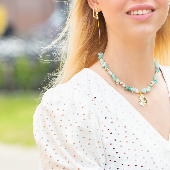 Biba Coastal treasure ketting schelp groen