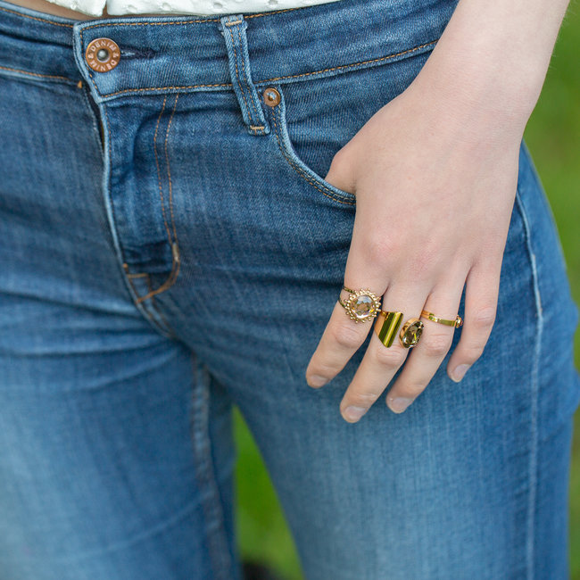 Goud stalen swarovski ringen