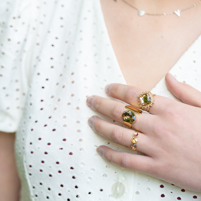 Goud stalen swarovski ringen