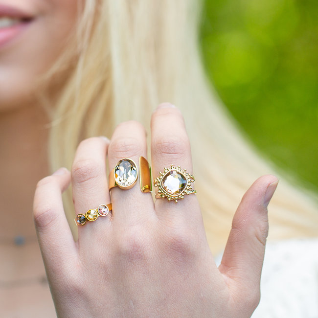 Goud stalen swarovski ringen