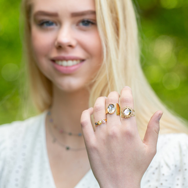 Goud stalen swarovski ringen