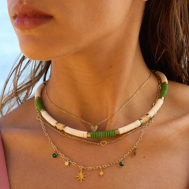 Dubbele goud ketting en groen met witte ketting