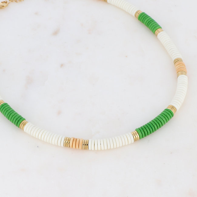 Bohm Paris Dubbele goud ketting en groen met witte ketting