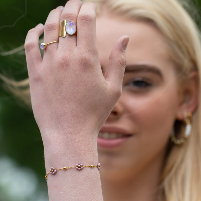 Beadle Bloemen lila armband