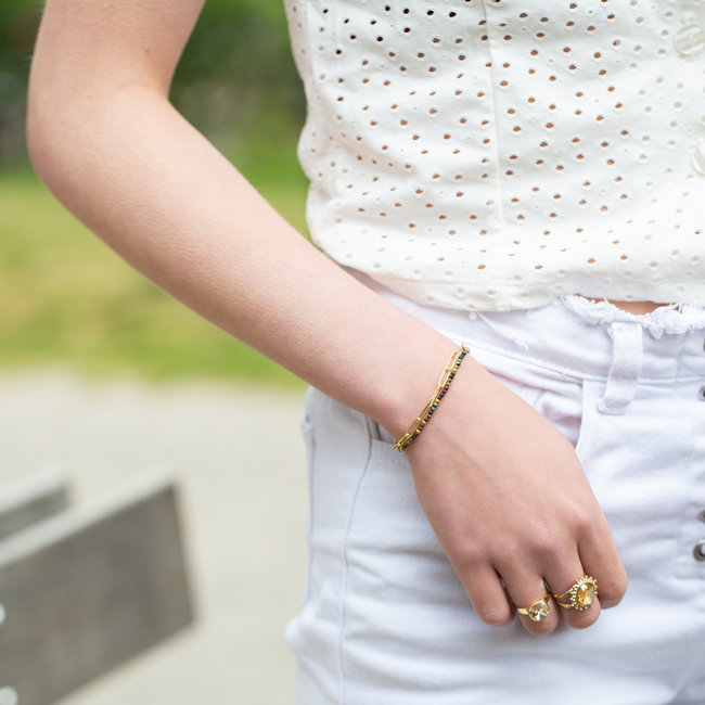 Dubbele schakelarmband met stenen