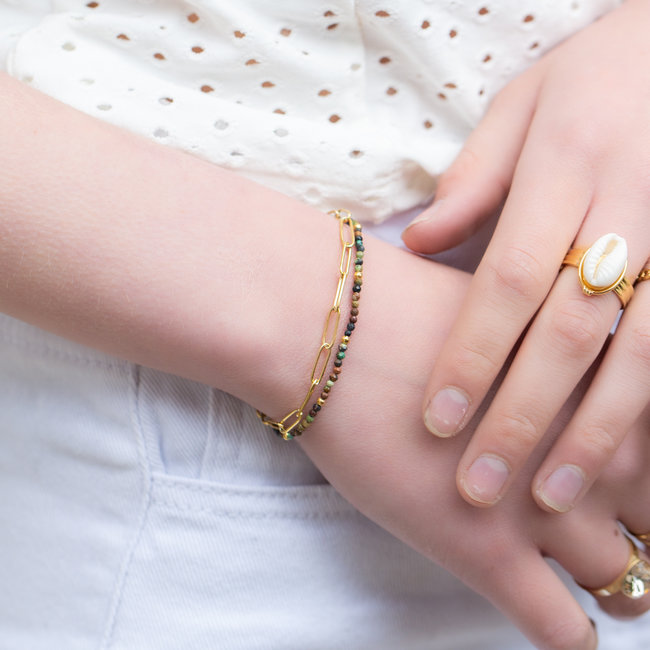 Dubbele schakelarmband met stenen